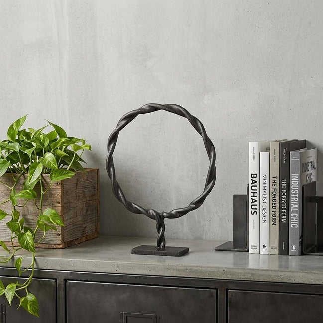 Braided Sculpture - 15" Metal Round Braided Sculpture