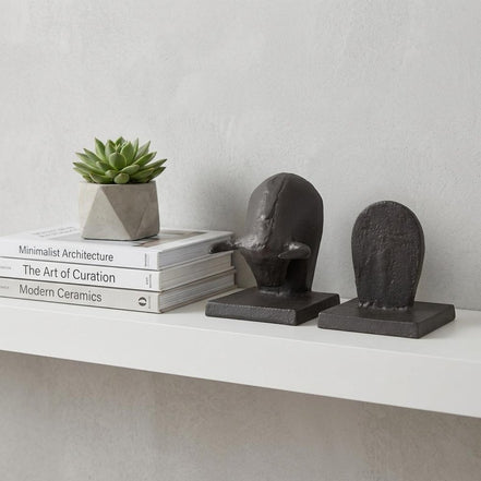 Bull Bookends - 6" Black Metal Bull Bookends