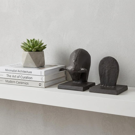 Bull Bookends - 6" Black Metal Bull Bookends