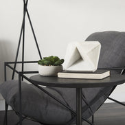 Geometric Square Sculpture - White Marble Geometric Statue