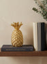 Metal Pineapple Sculpture - 9" Gold Cast Iron Pineapple Hand Painted Statue