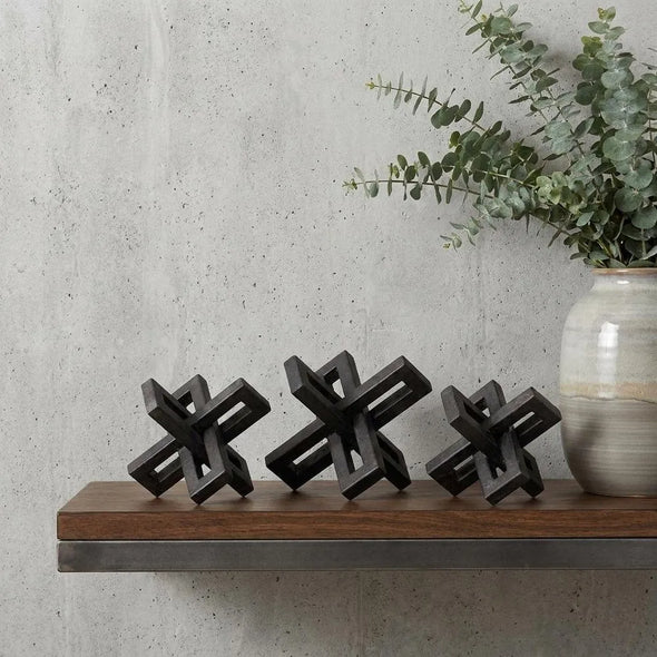 Three Figures Art - Set of Black Metal Industrial Sculptures