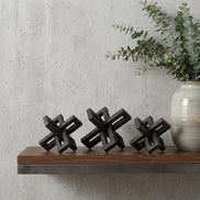 Three Figures Art Sculpture - Black Metal Tabletop