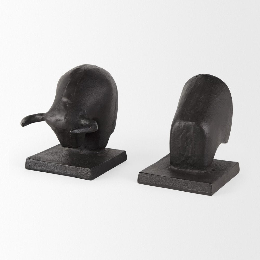 bull bookends from angle