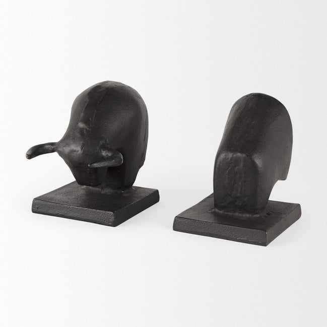 bull bookends from angle