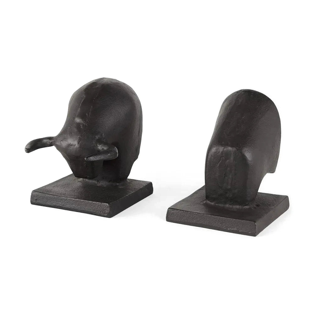 bull bookends from angle