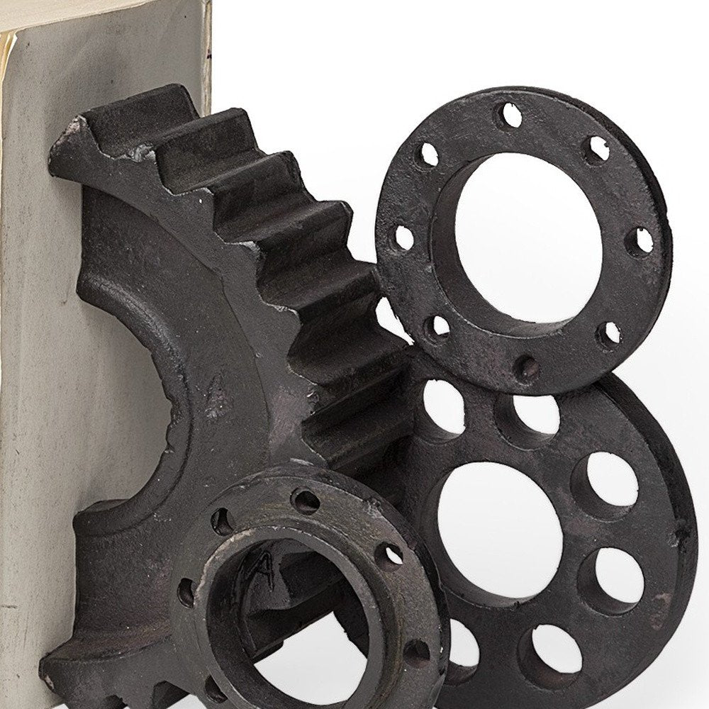gear art sculpture bookend