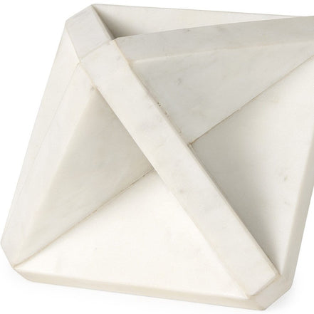 geometric square sculpture from right angle close up