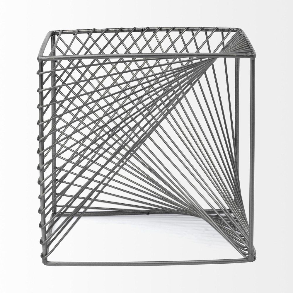 square metal cube from front