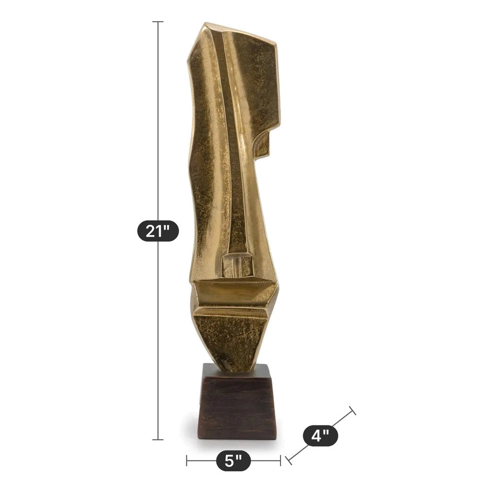 The Sienna - Gold Abstract Face Statue dimensions