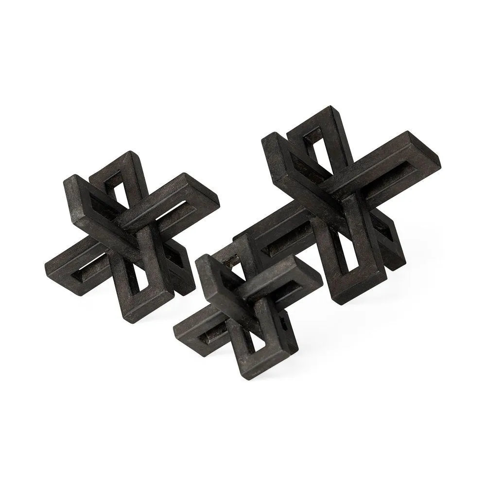 three figures art from angle